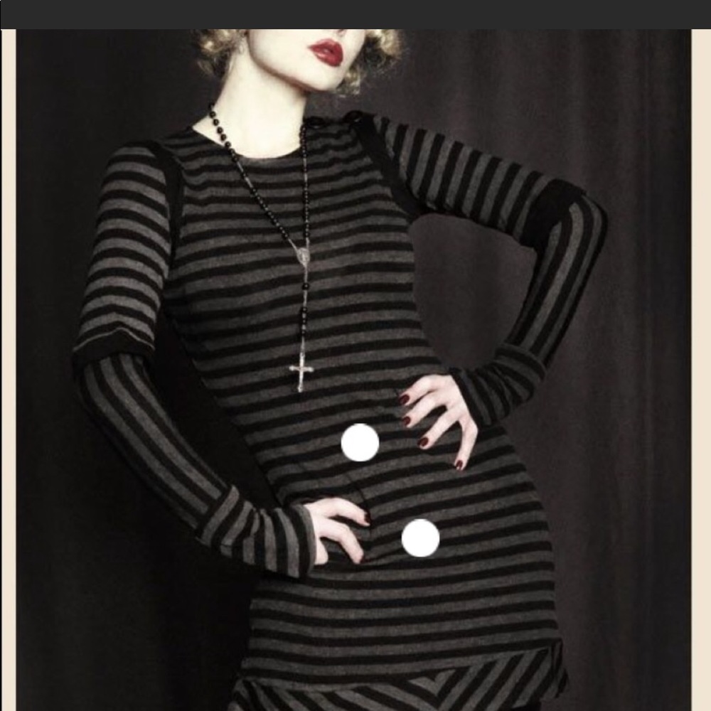 Heavy Red Grey and Black Stripe Dress